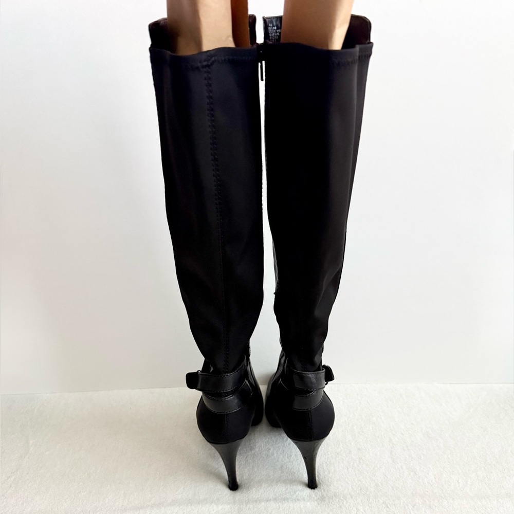 Nine West Black Leather Knee High Heel Boots Size 8.5 - Picture 6 of 12